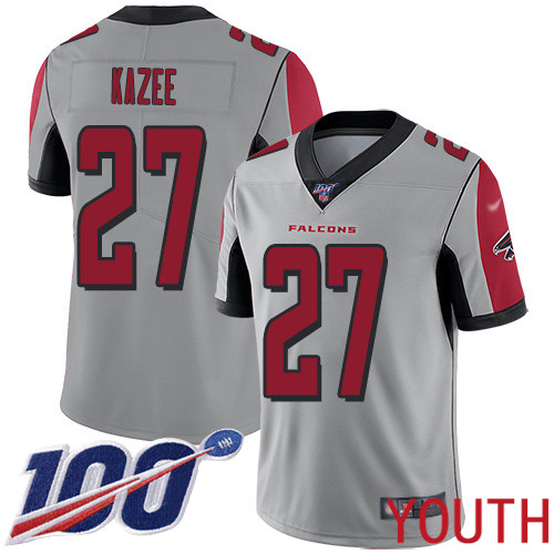 Atlanta Falcons Limited Silver Youth Damontae Kazee Jersey NFL Football #27 100th Season Inverted Legend->atlanta falcons->NFL Jersey